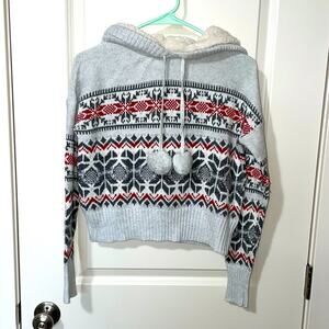 Yes Lola Gray Pullover Sherpa Hoodie Size XS
